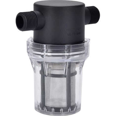 Wasserfilter, 1,27 cm (1/2 Zoll) aufdrehbares Rohrsieb, Nylon PA66 Abdeckung, PC-Schüssel, 304 Edelstahl-Bildschirm (1/2 Zoll) 80 Mesh männlicher Wasserfilter) (1/5)