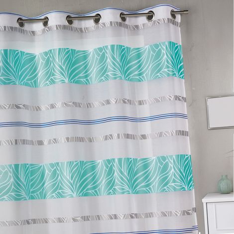 Voilage en jacquard à rayures horizontales colorées Turquoise 140x240 cm