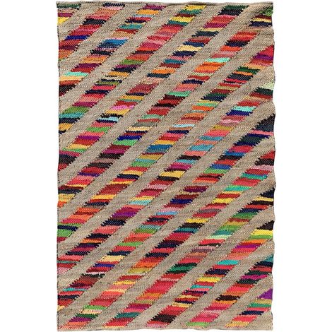 Tapis en jute fait à la main 80x150 multicolore RAINBOWA