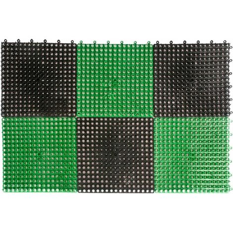 Paillasson en plastique 6 pièces 36 x 55 cm Noir/Vert - WYCIER 67977