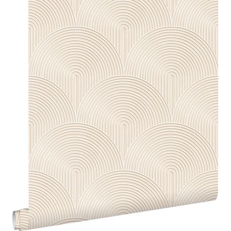 Papier peint intissé effet 3D beige – Dimensions 50 x 900 cm – Raccord droit tous les 25 cm – Facile à poser sans table à tapisser – Estahome (1/5)