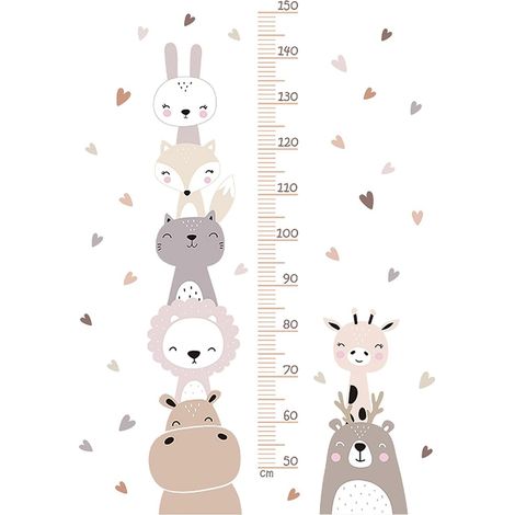 Children's Wall Stickers: YIDM Self Adhesive Wall Sticker Waterproof Growth Chart Height Measurement for Children's Room, Bedroom, Living Room Decoration (Animals) (1/5)