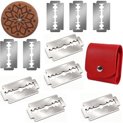Set Lame à Pain Couteau à Pain avec 10 Lames en Acier Inoxydable et Manche en Bois, Outil de Boulangerie pour Scarification de Pâte, Coupe-Pâte Inclus Étui en Cuir Rouge pour Cuisson du Pain (1/5)