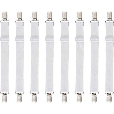 8Pcs (60cm à 200cm) Tendeur Drap Housse Lit Drap Réglable,Tendeurs de Maintien,Convient à Tous Lits et Matelas,Blanc H65