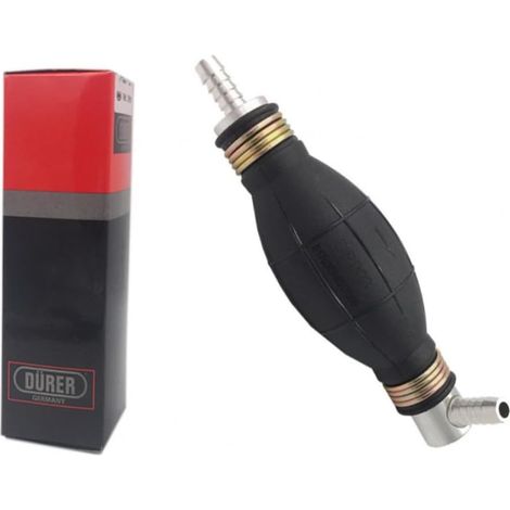 Poire d'amorçage carburant - 1 unité - Caoutchouc résistant - Sortie coudée 8mm avec clapet - Pour moteurs thermiques et pompes - Noir