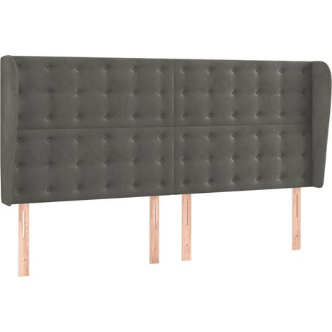 Maison Exclusive - Cabecero con orejas de terciopelo gris oscuro (1/5)