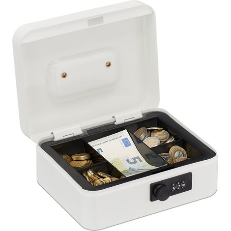 Cajón portamonedas con combinación numérica