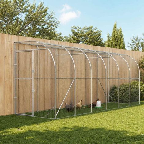 vidaXL Poulailler contre le mur Argenté 600 x 150 x 215 cm (1/5)