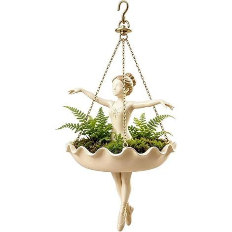 Hängender Blumentopf – 14 x 14 x 25 cm – Elegante hängende Ballerina-Figur – Hängender Blumentopf (1/5)