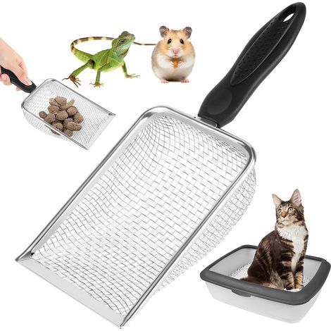 Cat Litter Scoop, Metal Sand Scoop, Long Handled Litter Scoop for Cleaning Cat Litter Trays (1/5)