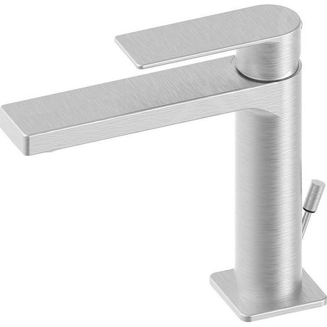 Mélangeur lavabo avec vidange automatique 1"1/4G Acier Looking Paffoni Tango series TA075ST  Laiton - Steel looking (1/2)