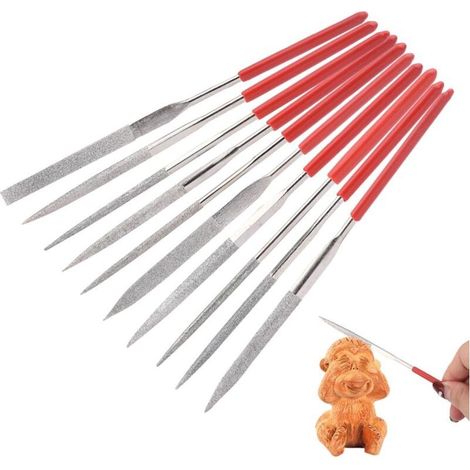 10 Pièces Limes Aiguille Diamant, Mini Fichier D’aiguilles Set pour le Travail de Précision Ensemble (1/5)