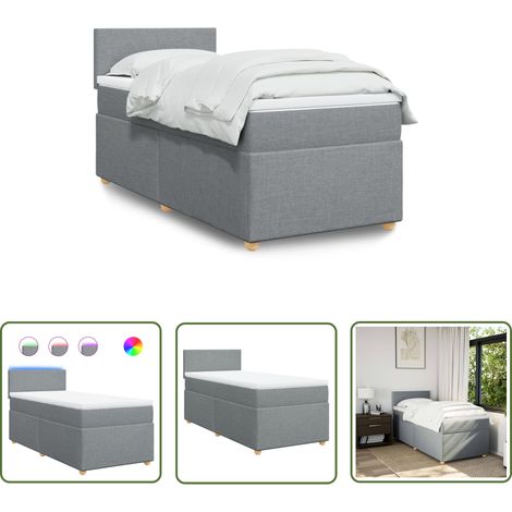 The Living Store Boxspringbett mit Matratze Hellgrau 100x200 cm Stoff - Boxspringbett - Doppelbett - Bettenrahmen - Schlafsystem - Liegekomfort (1/5)