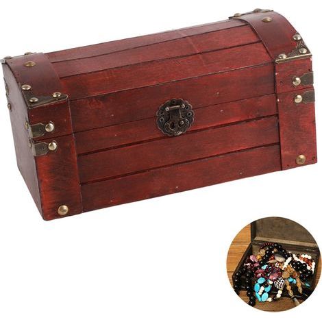 Vintage Retro Handgefertigte Holzbox für Schmuck und Sammlerstücke (Größe S) (1/5)