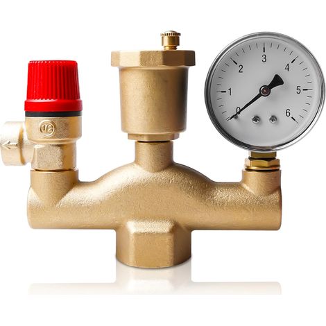 Für Kesselsicherheitsgruppe, Anschlussgruppe und Druckentlastungssicherheitsgruppe, Niederdruckregler mit Manometer, Sicherheitsgruppe für 3 bar Heizungsanlage