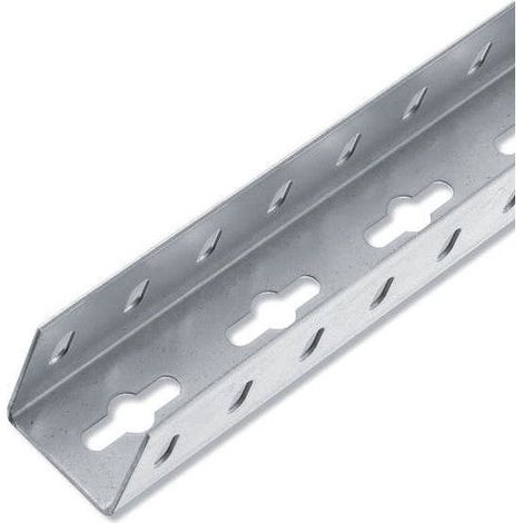 U carré acier zingué perforé 1m x 3.55cm x 3.55cm – Connecteur pour béton armé – Résistant aux chantiers humides – Alfer