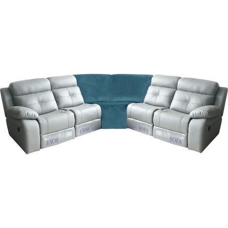 Housse de canapé d'angle supplémentaire en Velours Extensible et Doux pour canapé en Forme de L (Bleu Paon) (1/5)