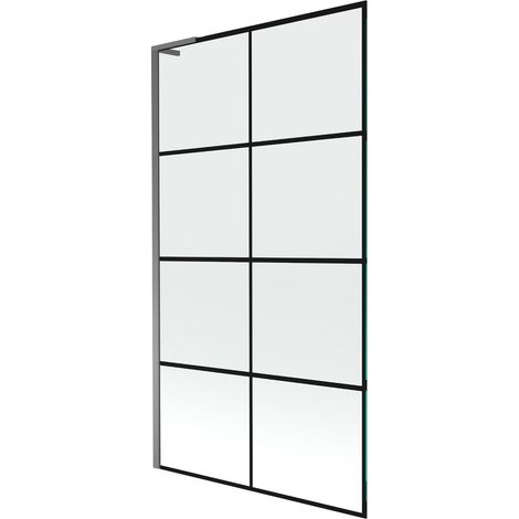 Mexen Next L paratia per vasca da bagno 1 anta 100 x 150 cm, rete nera, metallo canna di fucile - 895-100-000-03-77-95 (1/5)