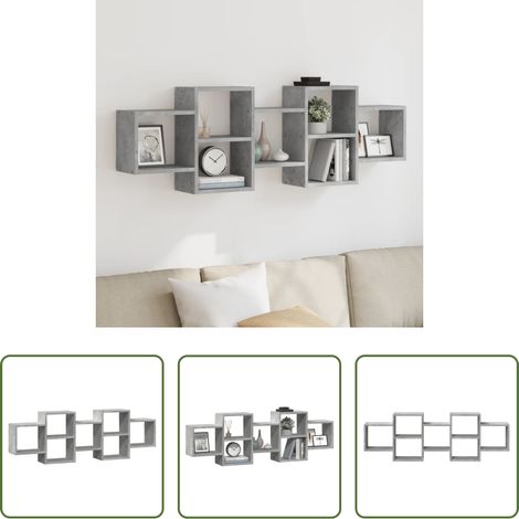 Rangement mur - Étagère murale gris béton 129x18x42 cm bois d'ingénierie (1/5)