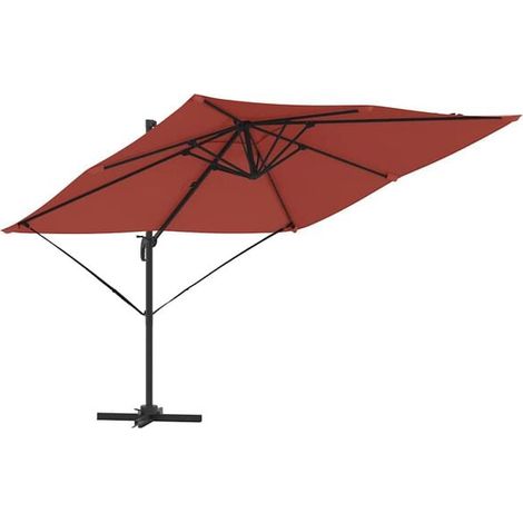 Parasol Roma rouge 286 x 284 x 265 cm aluminium et polyester - Ombrelle jardin terrasse balcon extérieur résistant (1/5)