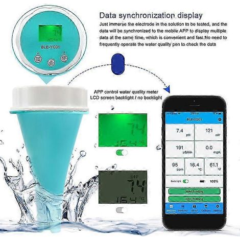 Compteur de qualité d'eau intelligent 6 en 1 - pH et chlore avec détection Bluetooth (1/5)