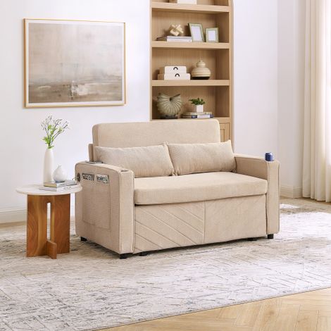 Canapé-lit 2 places 3 en 1 – Style minimaliste, synonyme de luxe raffiné. Une allure majestueuse et élégante, équipé d'un mécanisme de conversion coulissant et d'un port USB intégré, idéal pour votre 