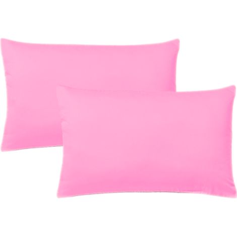 KLULK Set 2 Federe Per Cuscini Per Bambini 40x60 Cm,In Puro Cotone 100% Fibra Naturale In Tinta Unita Rosa  Made In Italy