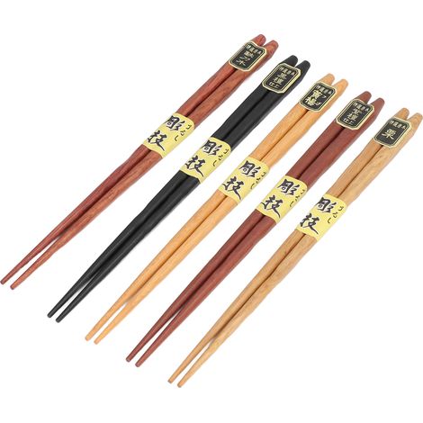 Lot de baguettes cadeau, 5 paires de baguettes en bois à bout pointu (1/5)