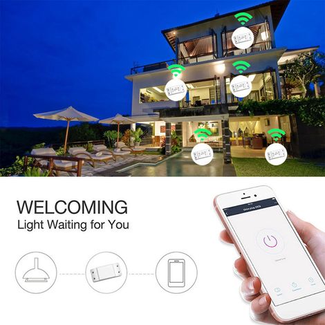 Ortviai Interrupteur Intelligent WiFi 10 A avec Télécommande App et Minuterie – RSH-SB001 – Compatible Alexa et Google Assistant (1/4)