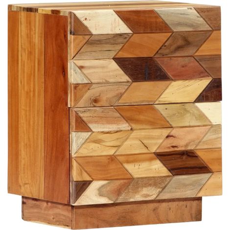 Table de chevet 2 tiroirs bois massif recyclé Ray (1/5)
