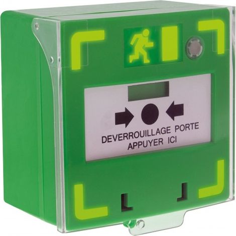 Bouton vert déclencheur, déverrouillage des issues contrôlées, sonore, lumineux - AIPHONE BDVL (1/2)