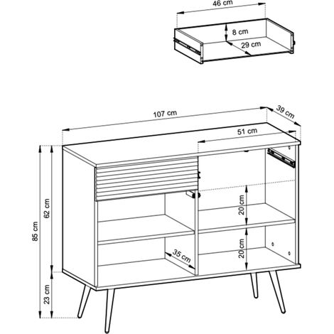 Credenza glamour beige con gambe nere, 107 x 85 x 39