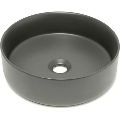 Swiss Aqua Technologies Mood 36x36 cm lavabo rotondo freestanding senza foro per rubinetto o troppopieno, grigio scuro (SATM3636DGRM)