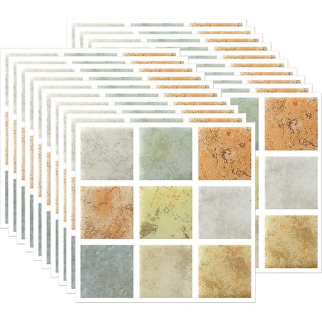 Adhesivos para azulejos, adhesivos de pared tipo mosaico, papel pintado autoadhesivo para cocinas y baños, 20 piezas - 10 x 10 cm (1/5)