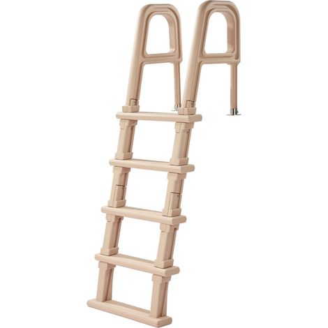 VEVOR Poolleiter, Einstiegsleiter 5-Stufig, Treppe mit Doppeltem Handlauf, Einstiegshilfe Tragkraft 136 kg, für Einbau- & Aufstellpools, Sicherheitsleiter für Alle Terrassenoberflächen, Taupe (1/5)