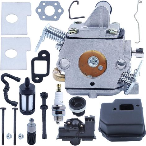 Kit carburateur, silencieux, logement de filtre à air compatible avec Stihl MS180 MS170 018 017 pour tronçonneuse, Carburateur, joint de carburateur, logement de filtre à air, filtre à air, collecteur (1/5)