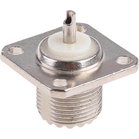 Adaptateur de Montage sur Châssis 4 Trous pour Connecteur PL259 Mâle, Soudure Coaxial (1/4)