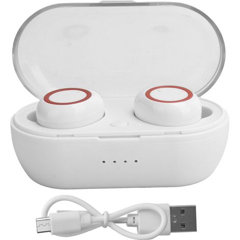 Casque Bluetooth 5.0 Y50 sans fil Écouteurs Stéréo Oreillette Bluetooth Blanc Rouge (1/5)