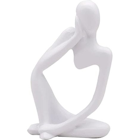 Estatua del Pensador, escultura de resina del Pensador, estatua abstracta, figuras de personajes modernos, decoración del hogar, oficina, escritorio, adorno, regalos de cumpleaños, blanco, izquierda -