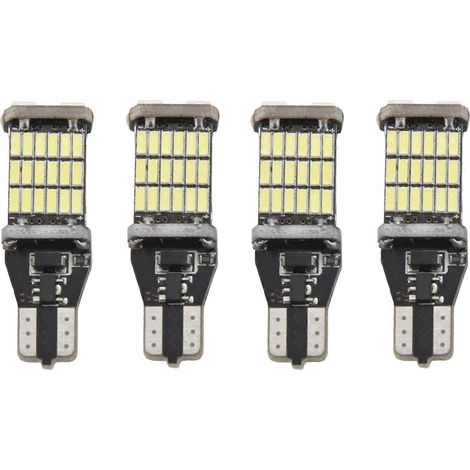Lot de 4 ampoules LED T15 W16W pour feux de recul, LED 920/921/912 sans erreur, 4014, 45 SMD, pour feux stop et feux de signalisation, 12 V CC (1/5)