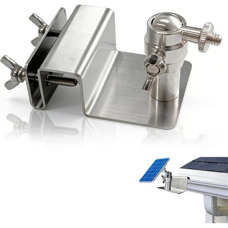Support de Gouttière Support de Montage Réglable pour Panneau Solaire, Accessoires de Montage sans Perceuse pour Obtenir Le Soleil, Caméra à Vis 1/4", Acier Inoxydable, Alliage d'Aluminium (1/5)
