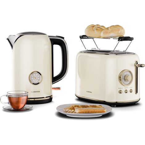 Klarstein Victoria set básico de desayuno  Tostadora de 2 ranuras y hervidor  800 W  1,7 l