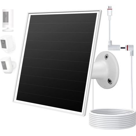 Chargeur solaire 5 W pour caméras de sécurité extérieures – DC 5 V compatible avec les caméras à batterie rechargeable Micro USB et USB-C, indice d'étanchéité IP65, câble de charge de 3 m (1/5)