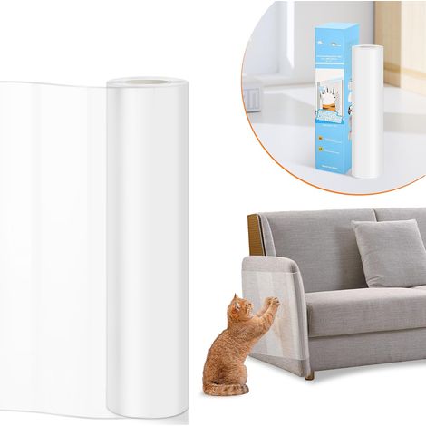 Protection Canape Chat Anti Griffe 20CMx5M, Protege Canape Griffe Chat Peut DIY, Imperméable Et Ne Tombe Pas Facilement, Anti Griffe Chat Canapé pour Chat Protège Murs, Portes (Transparent) (1/5)
