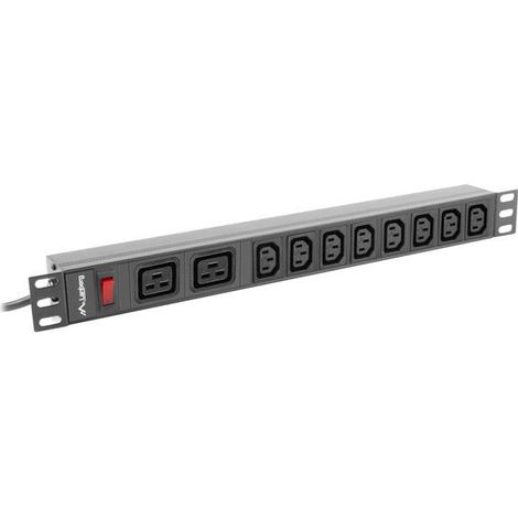 Lanberg Steckdosenleiste für Rack 1U 16A PDU 19" 2x C19, 8x IEC C13 2m Schwarz C20 (1/2)