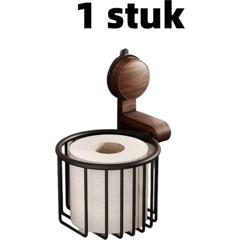 Boîte à mouchoirs - Support de rangement avec ventouse - Installation sans perçage pour toilettes/salle de bain - Porte-papier toilette - 13,4 cm x 10,4 cm x 11 cm - Marron (1/5)