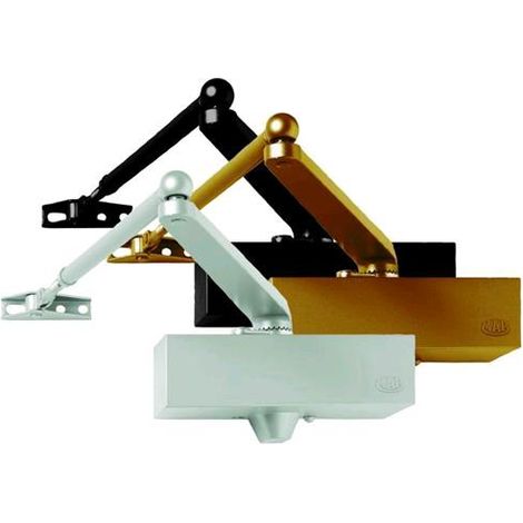 MAB 24766-30 Serie 500 Chiudiporta a Pignone e Cremagliera con Fermaporte Integrato Forza Fissa EN2 NM15 Valvola Termostatica Regolazione Velocita' di Chiusura colore Argento