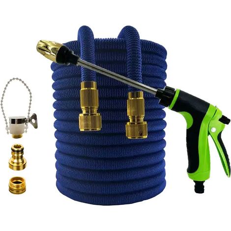 Tuyau d'arrosage extensible pour jardin (1/2 po, 100 pi) - Tuyau d'arrosage flexible haute pression - Fournitures d'irrigation horticole - Pistolet à eau pour lavage de voiture