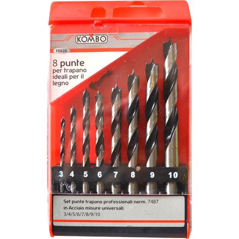 Set da 8 Punte PROFESSIONALI per Trapano Ideali per Legno