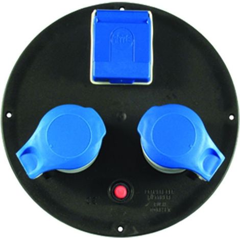 Fanton FME01913 Disco Prese Ricambio 2 Prese CEE 2P+T 16A 230V 1 Presa Bipasso Universale con Disgiuntore Termico IP44 colore Nero